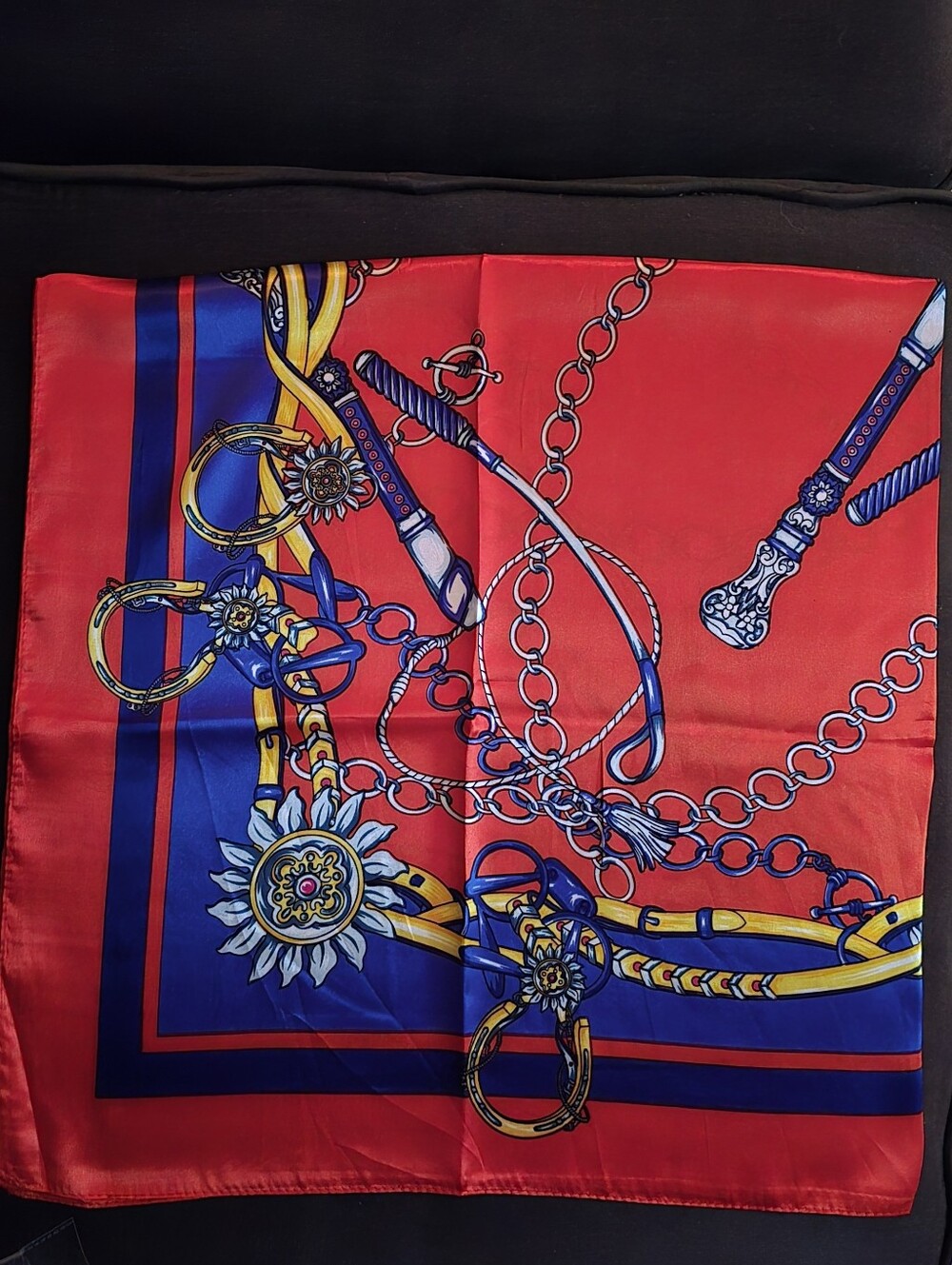 Red & Blue Decorative Silk Scarf - Designer Style